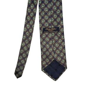 BROOKS BROTHERS Tie Necktie Navy/Green Horse Bit Equestrian Polo 100% Silk USA